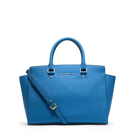 michael kors selma blau|Michael Kors saffiano satchel.